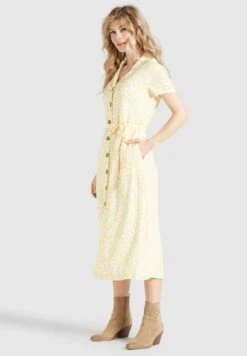 Khujo GOYA - Blusenkleid - Gelb-weiß Geblümt -Khujo 518b2fd2f5594856a8982c106e6e3188